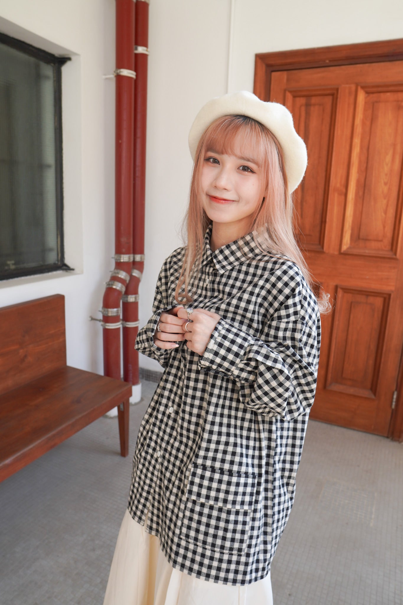 <現貨> comeback♡ 自家製 格仔開胸長袖口袋恤衫上衣外套