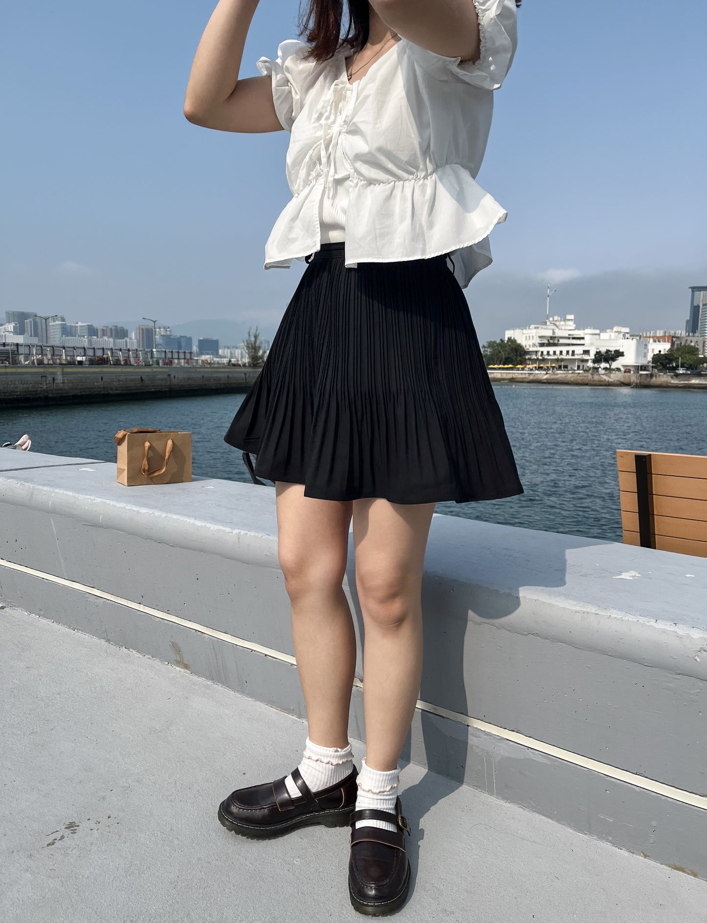 JP 四季可穿!氣質upupup!滑滑的磨砂直紋傘裙