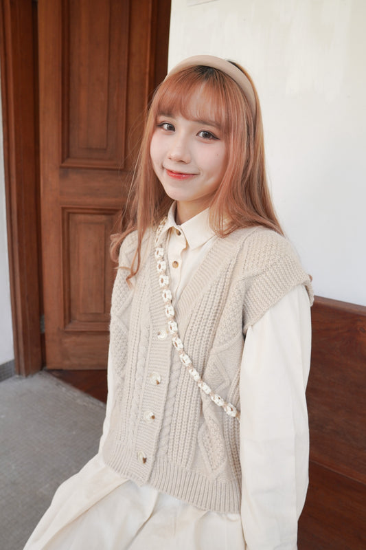 <現貨> 自家製 厚實不易起球!針織開胸麻花簡約背心馬甲