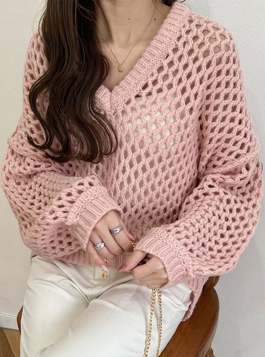 <預訂> JP 特別款!蜂巢針織透透上衣|四色入