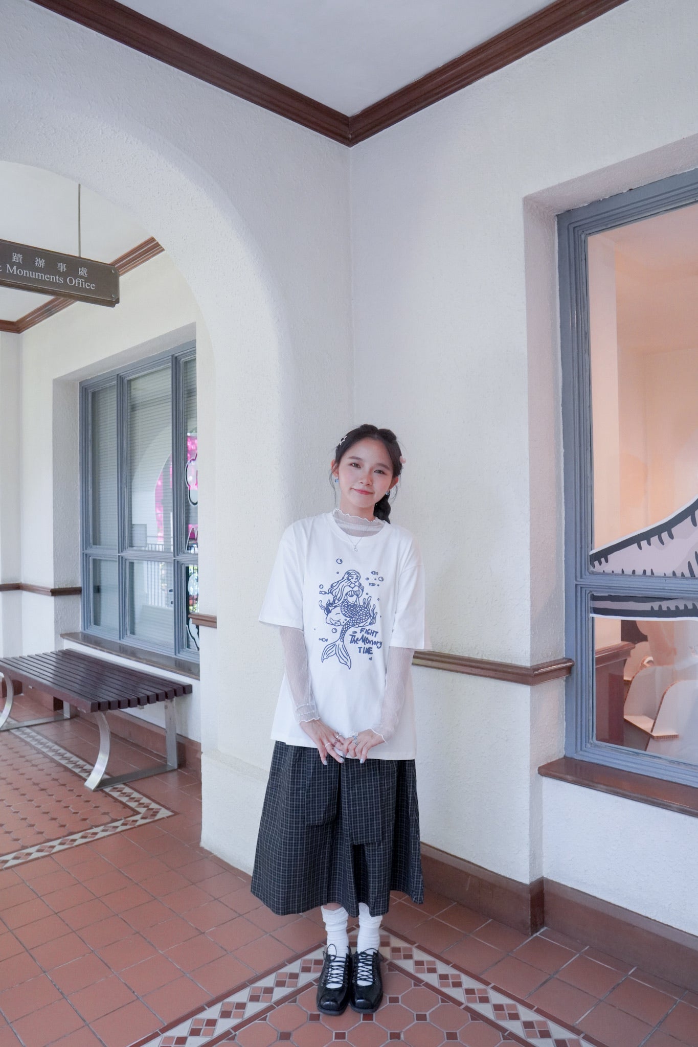 <現貨> 自家製 棉麻格紋綁帶半身長裙