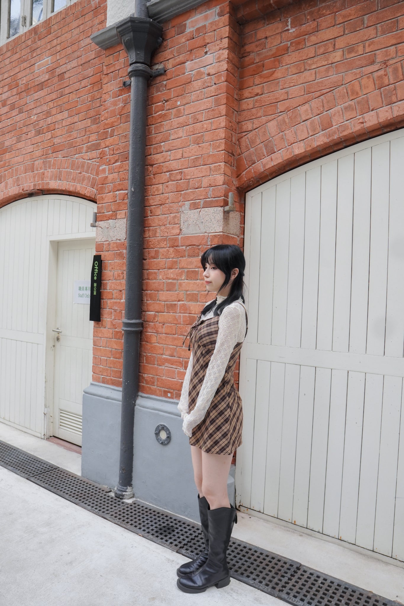 <現貨> 格紋蝴蝶結綁帶吊帶OPs