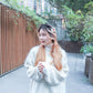 <預訂>  自家製 褶皺透明Ruffle邊高領內搭立體花朵打底上衣
