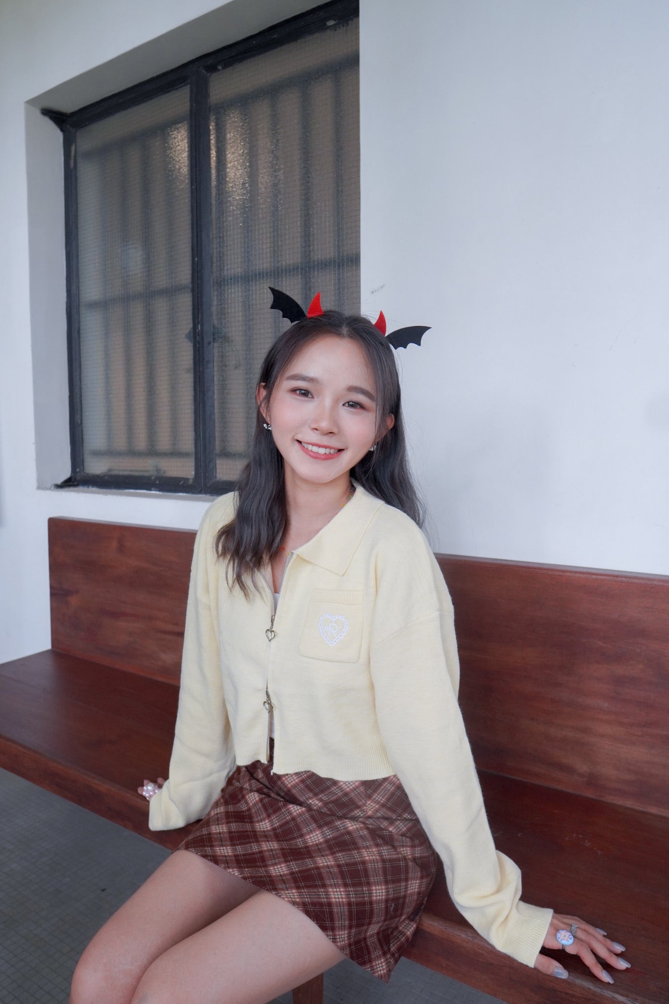 <現貨> 自家製 格紋撞色毛呢半身短裙| 兩色入