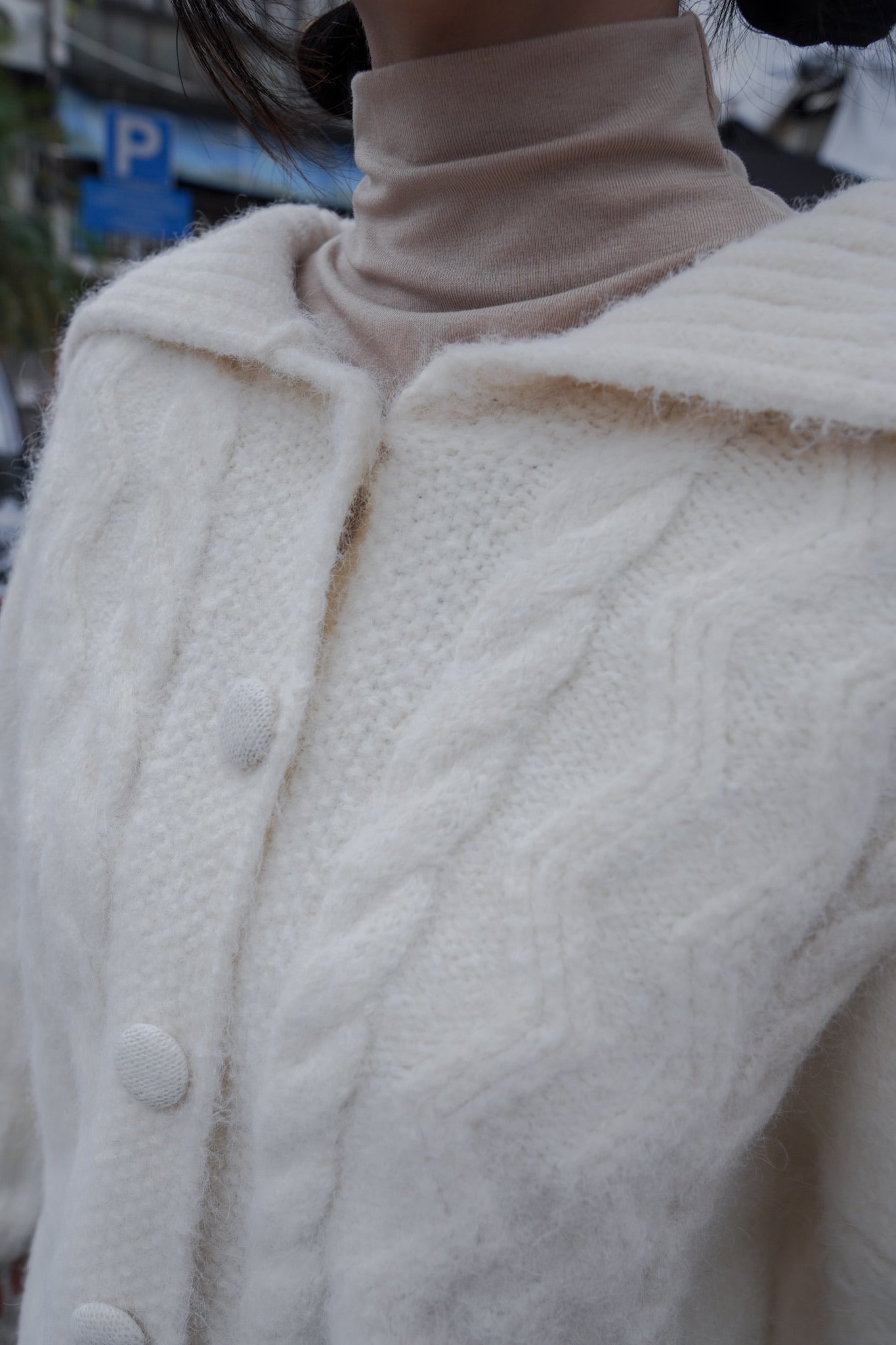 <現貨> 學院風大反領麻花開胸針織外套｜兩色入