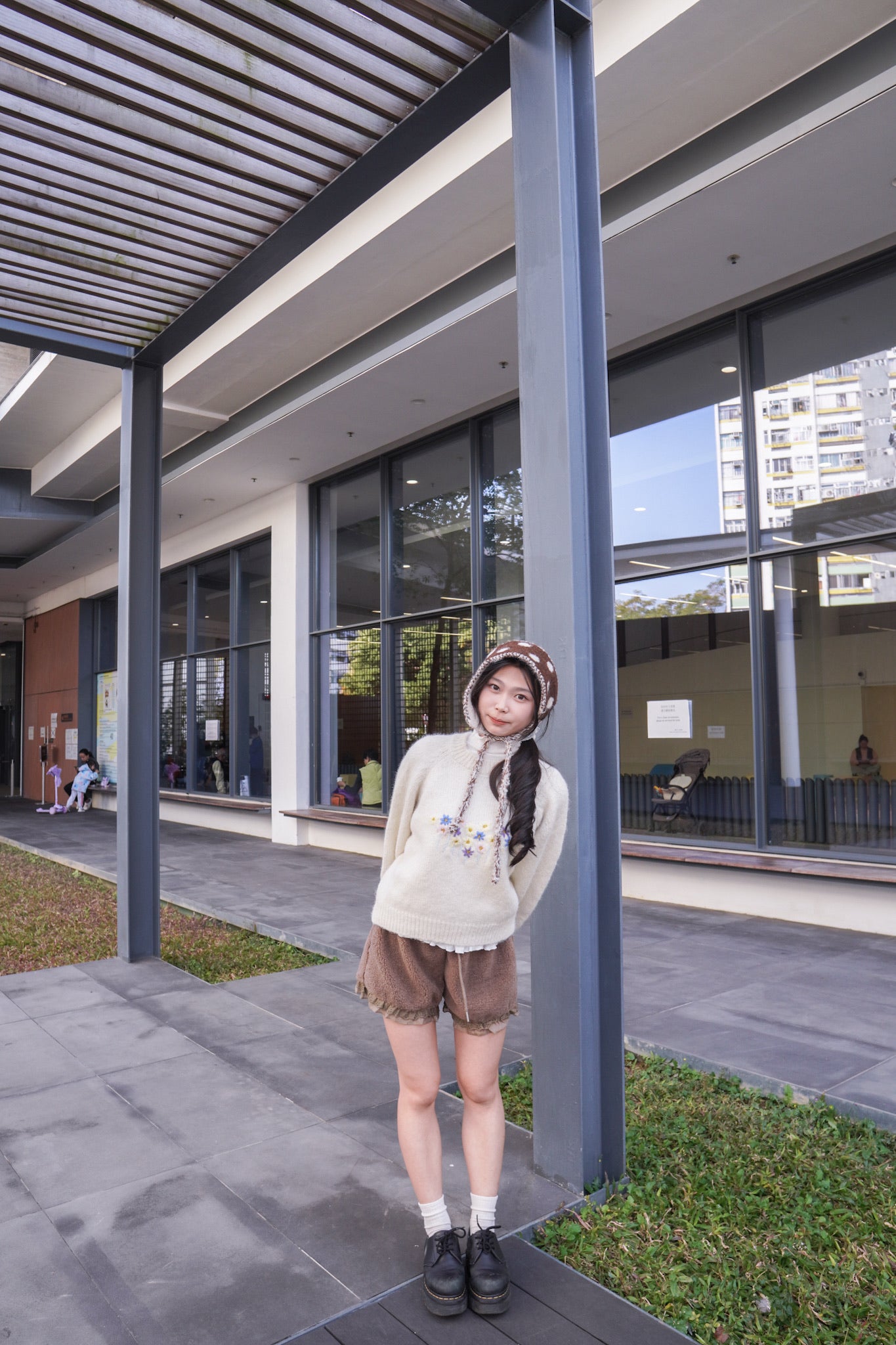 <現貨> 小熊高腰ruffle邊毛絨短褲