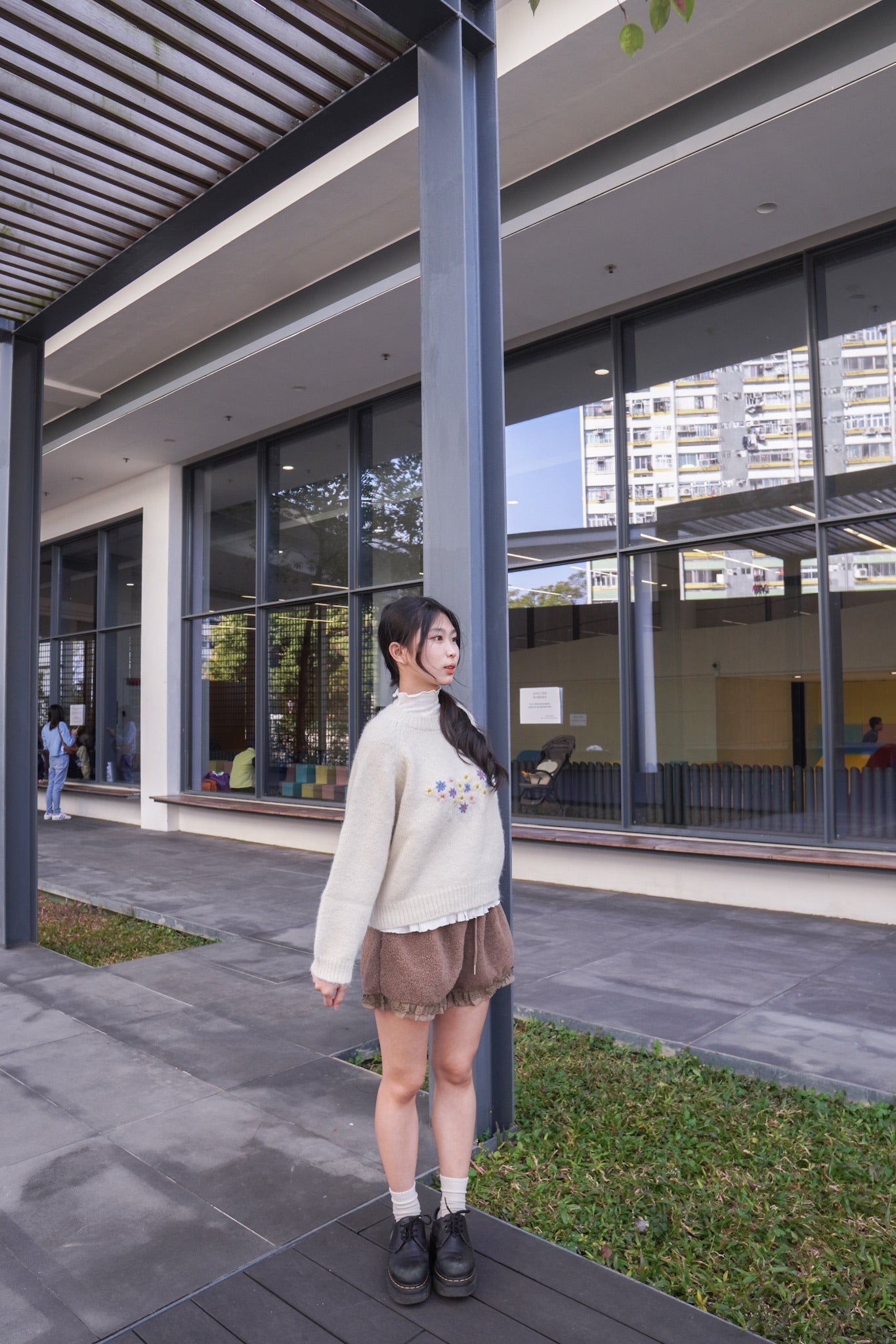 <現貨> 小花刺繡針織長袖上衣