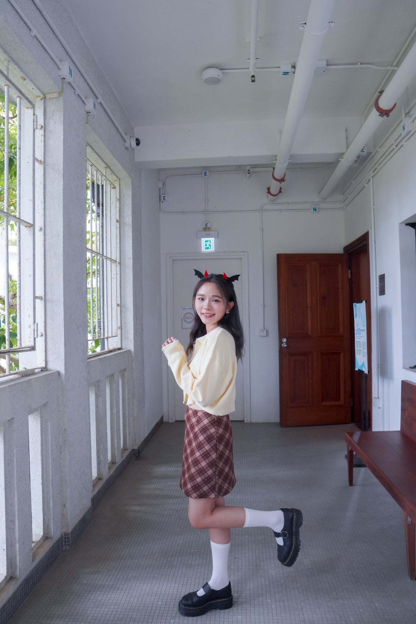 <現貨> 自家製 格紋撞色毛呢半身短裙| 兩色入