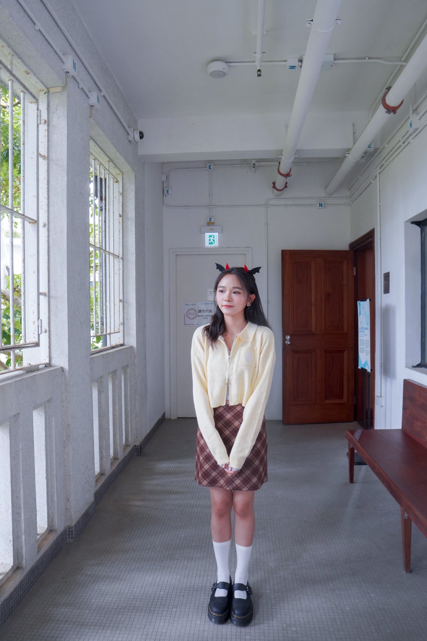 <現貨> 自家製 格紋撞色毛呢半身短裙| 兩色入