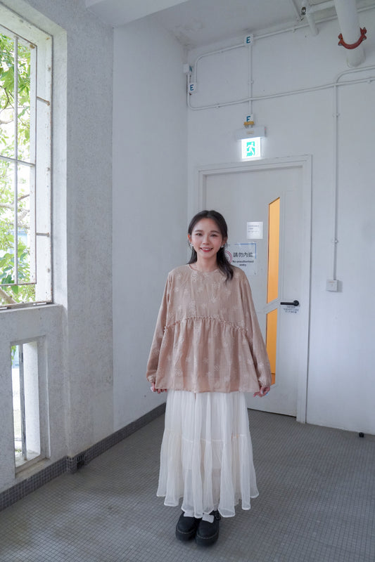 <現貨> 獨家款 泰國人手製作! 格紋小花卉泡泡袖上衣｜兩色入