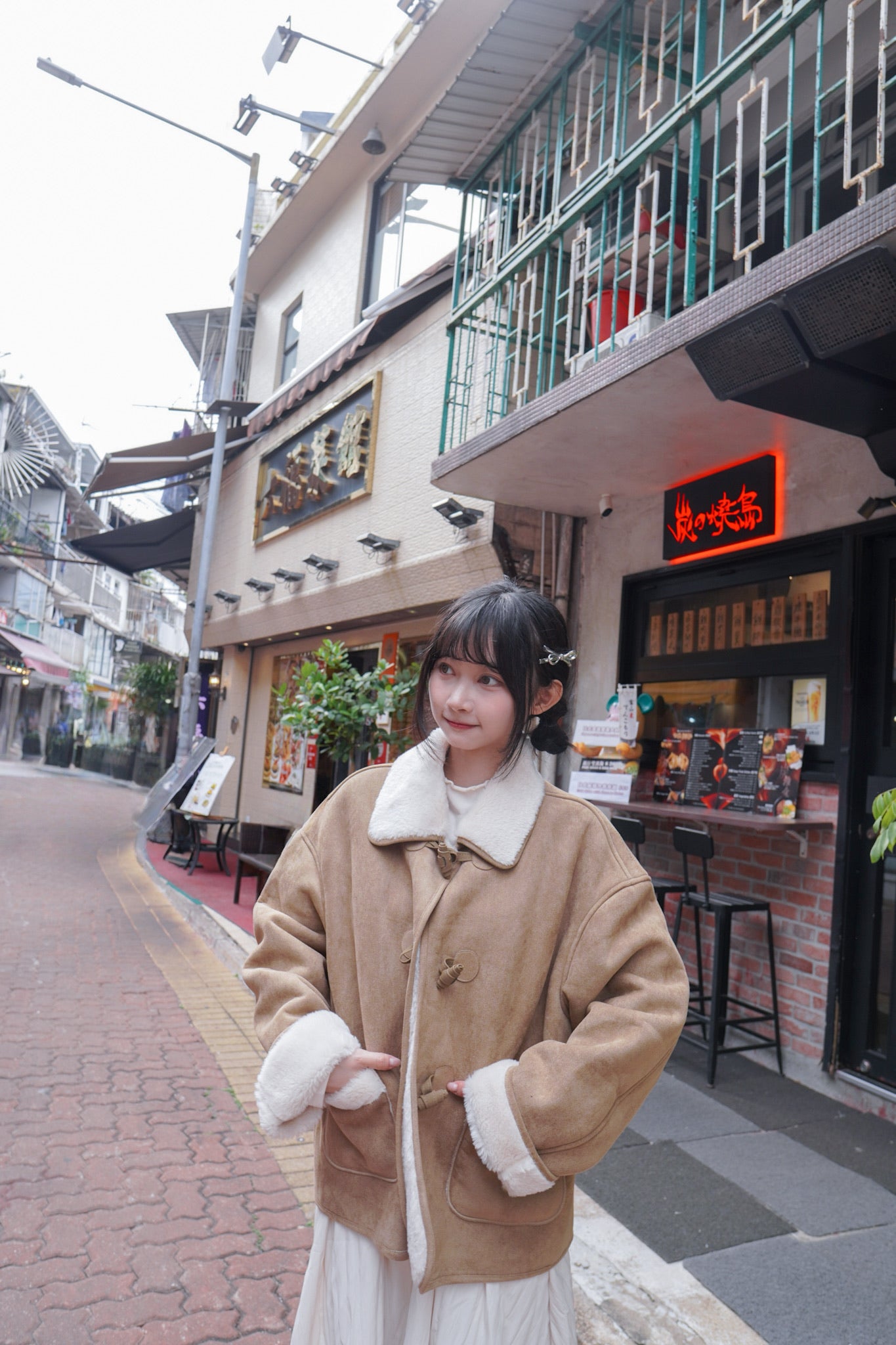 <現貨> 自家製 粗毛呢牛角扣保暖外套