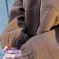 <現貨> 自家製 毛茸茸Teddy Bear高領抽繩開胸外套