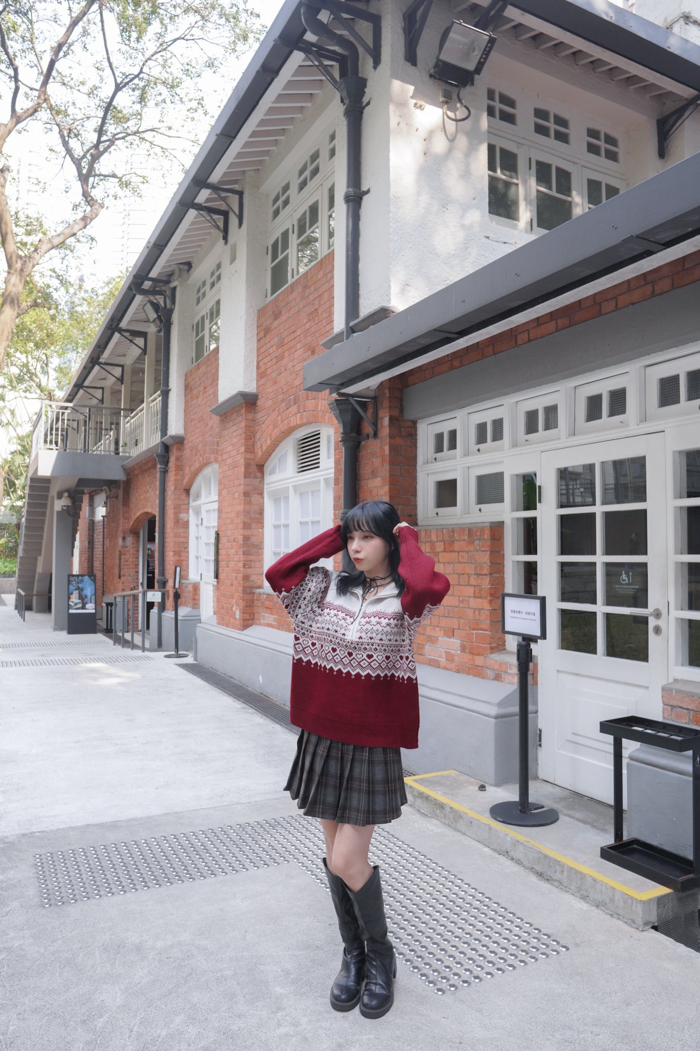 <現貨> 自家製 復古格紋高腰A字半身短裙