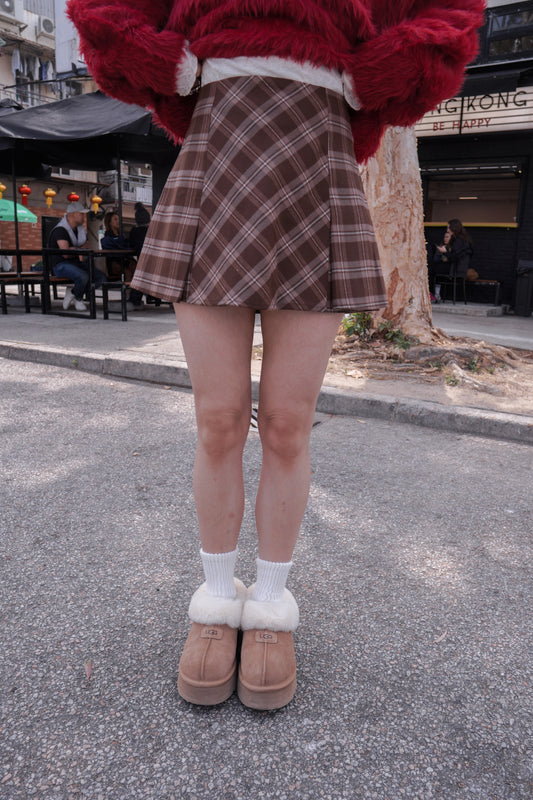 <現貨> 版型極好!!! 格紋高腰傘型短裙 (含內襯)