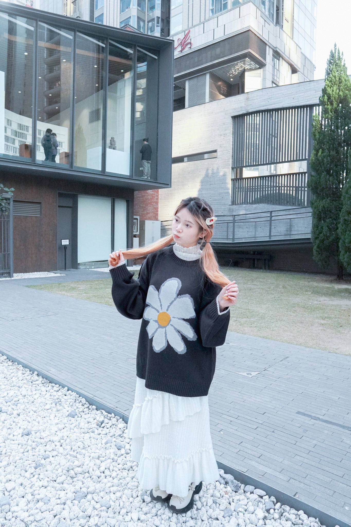 <預訂限時優惠> MM Unisex 大花朵提花針織套頭上衣｜兩色入