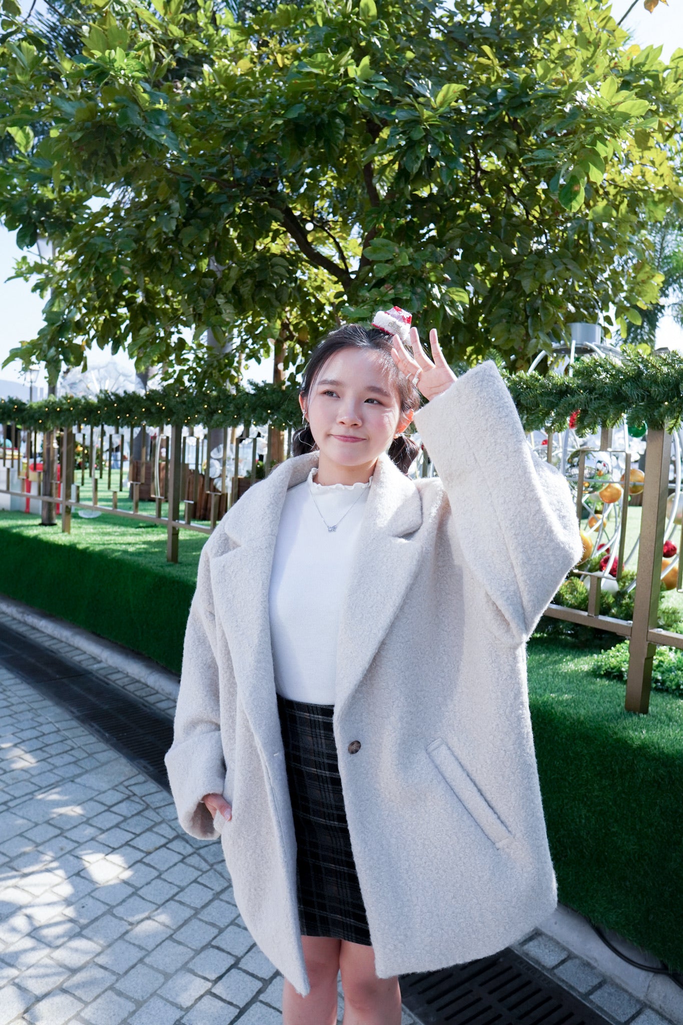 <預訂> 寬鬆人造羊毛中長款大衣
