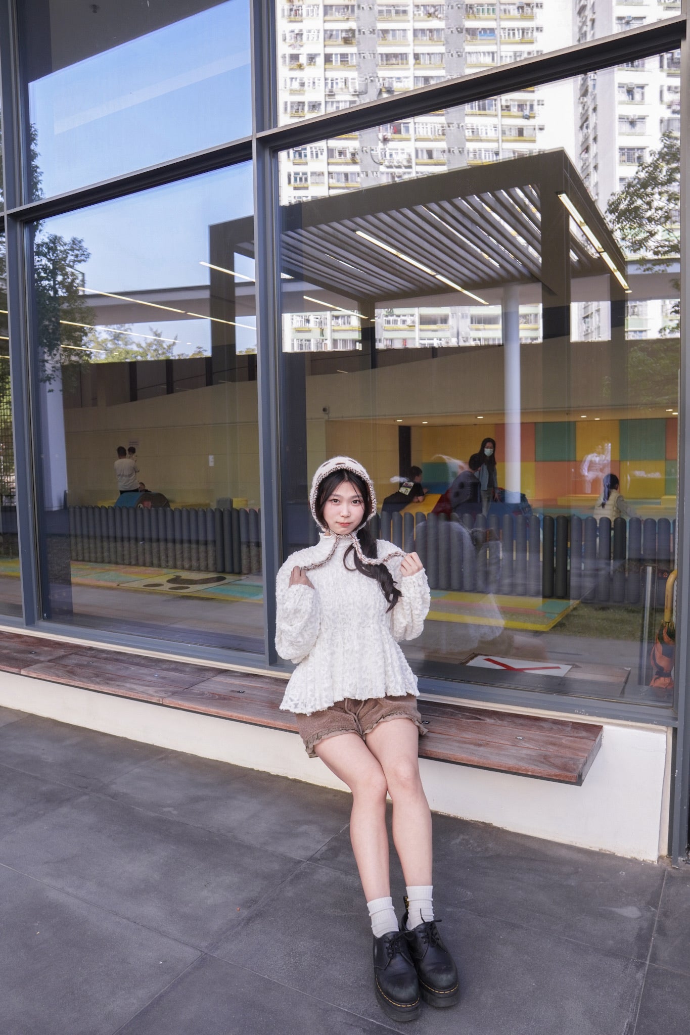 <現貨> 小熊高腰ruffle邊毛絨短褲