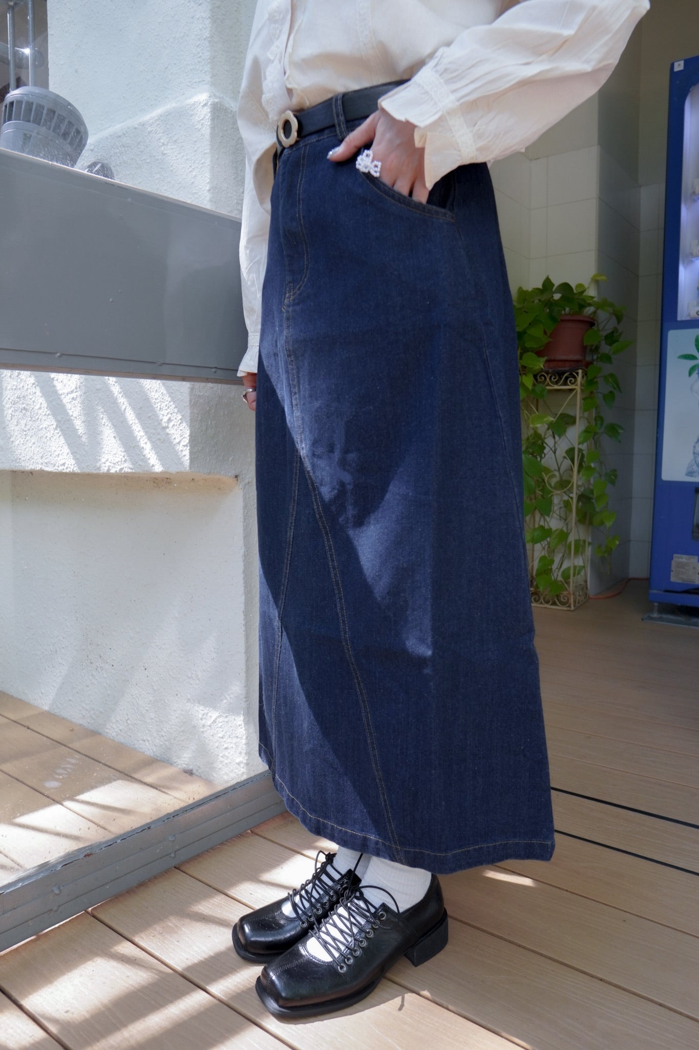 <現貨> 自家製 復古牛仔A字半身長裙