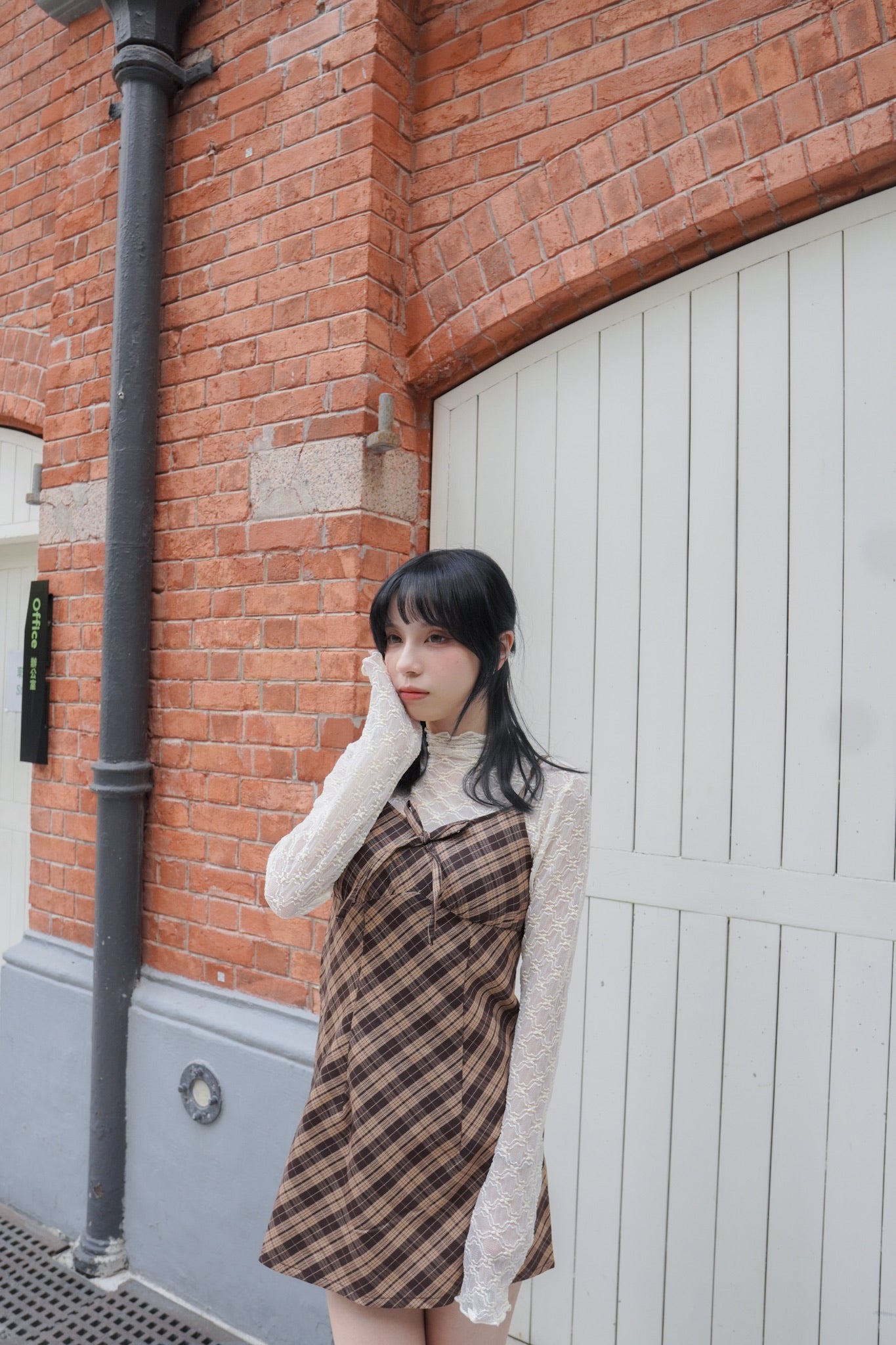 <現貨> 格紋蝴蝶結綁帶吊帶OPs