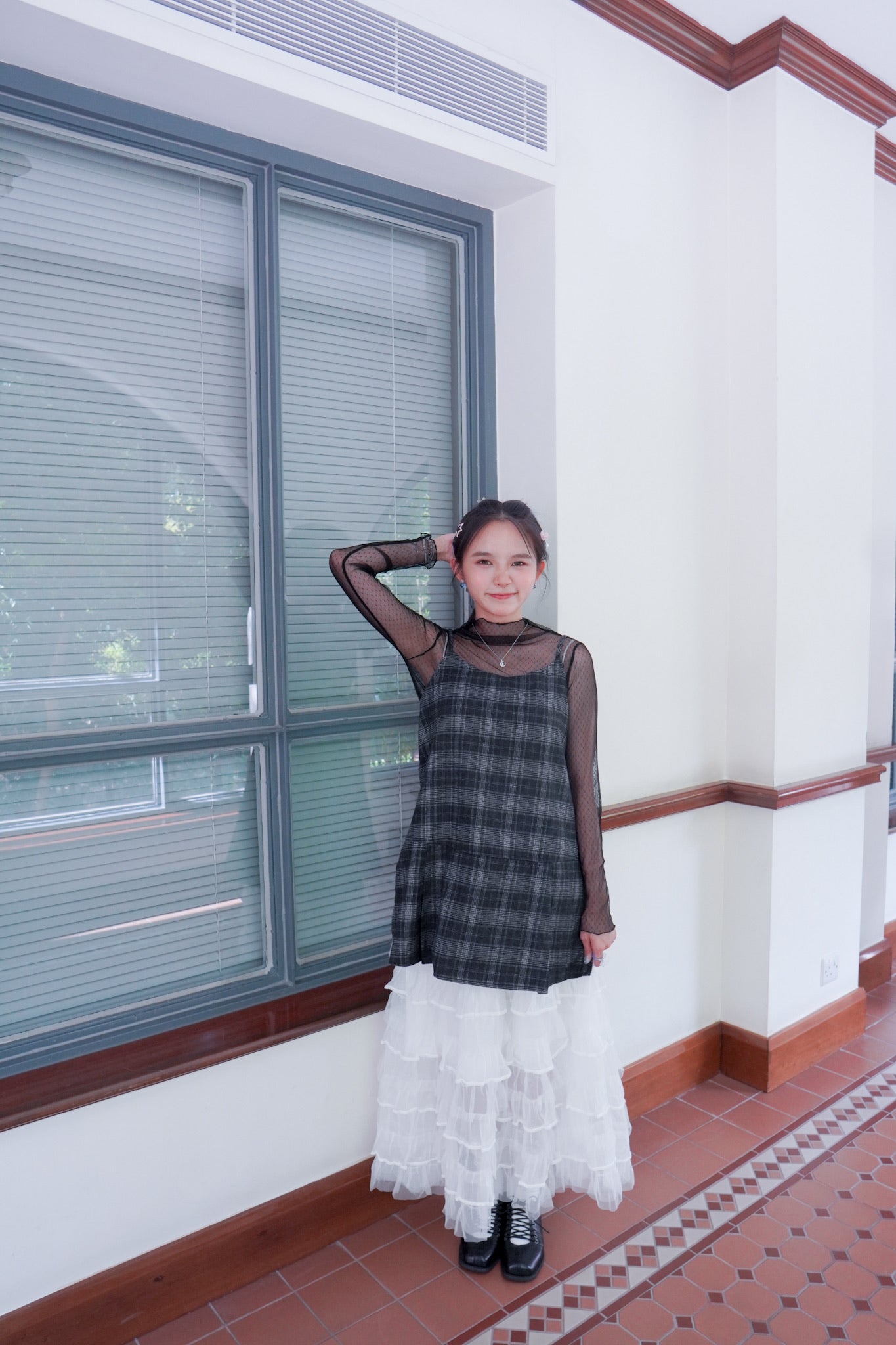 <現貨> 自家製 小奶白蛋糕多層薄紗半身長裙