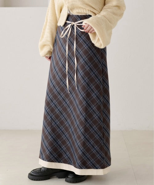 <預訂> 日本大人氣♡日牌 Apres Jour 格紋疊層半身長裙｜兩色入