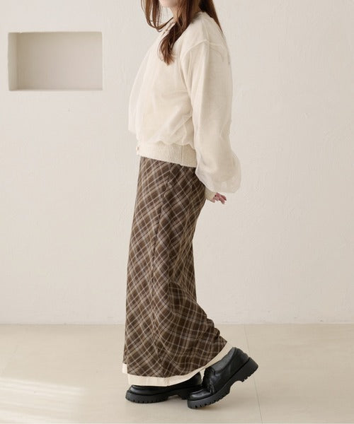 <預訂> 日本大人氣♡日牌 Apres Jour 格紋疊層半身長裙｜兩色入