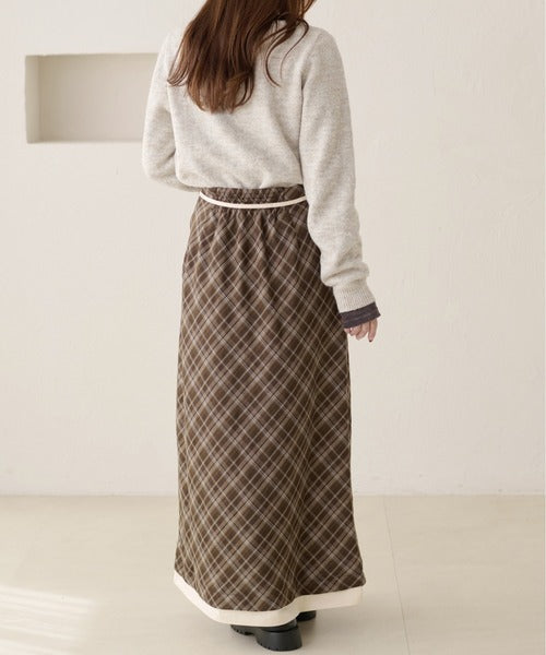 <預訂> 日本大人氣♡日牌 Apres Jour 格紋疊層半身長裙｜兩色入