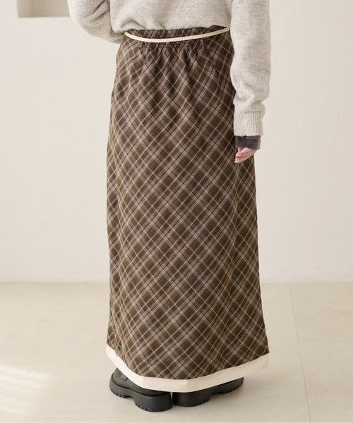 <預訂> 日本大人氣♡日牌 Apres Jour 格紋疊層半身長裙｜兩色入