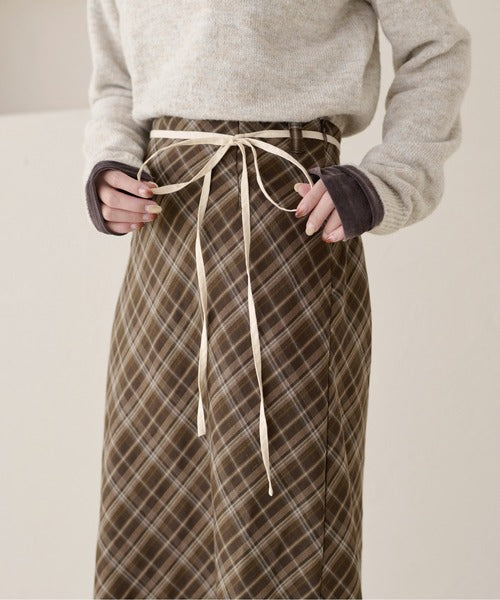 <預訂> 日本大人氣♡日牌 Apres Jour 格紋疊層半身長裙｜兩色入
