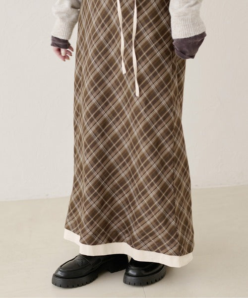 <預訂> 日本大人氣♡日牌 Apres Jour 格紋疊層半身長裙｜兩色入