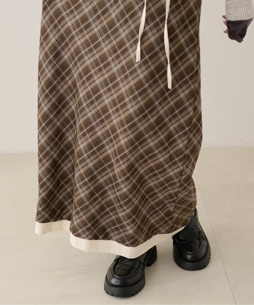 <預訂> 日本大人氣♡日牌 Apres Jour 格紋疊層半身長裙｜兩色入