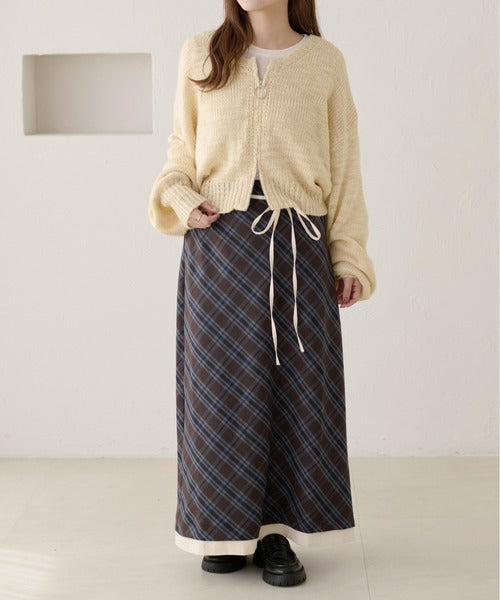 <預訂> 日本大人氣♡日牌 Apres Jour 格紋疊層半身長裙｜兩色入