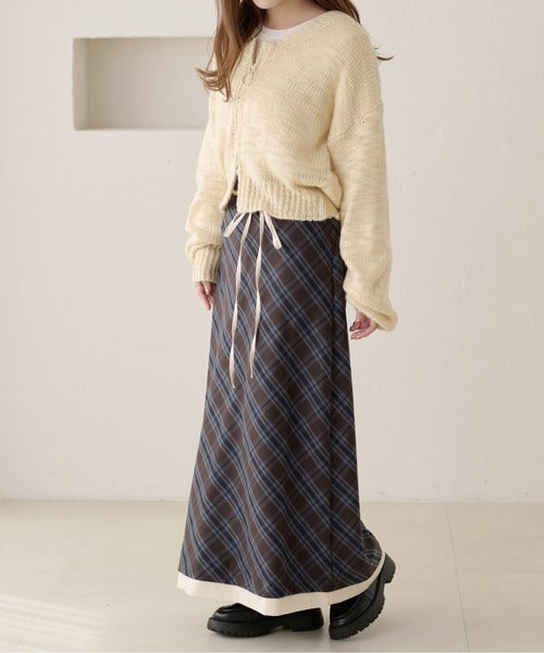 <預訂> 日本大人氣♡日牌 Apres Jour 格紋疊層半身長裙｜兩色入