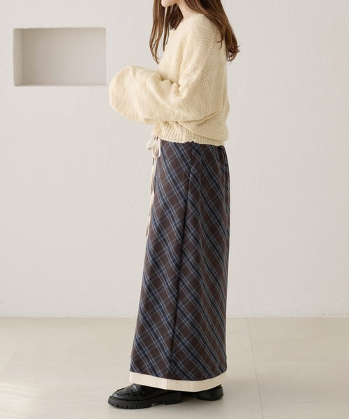 <預訂> 日本大人氣♡日牌 Apres Jour 格紋疊層半身長裙｜兩色入