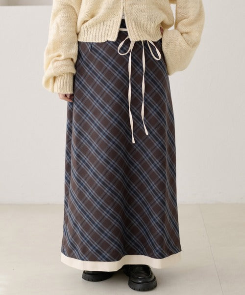 <預訂> 日本大人氣♡日牌 Apres Jour 格紋疊層半身長裙｜兩色入