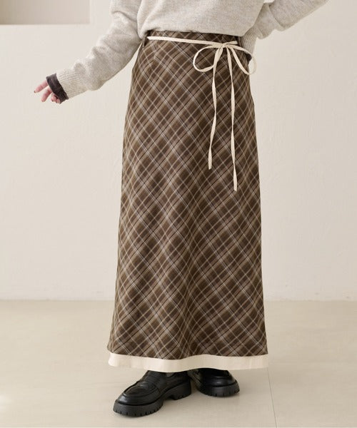 <預訂> 日本大人氣♡日牌 Apres Jour 格紋疊層半身長裙｜兩色入