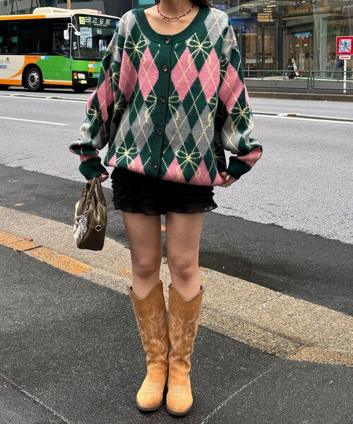 <預訂> 日牌CIAOPANIC 蝴碟結菱形針織開胸外套｜六色入