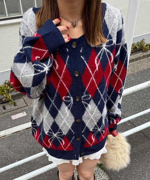 <預訂> 日牌CIAOPANIC 蝴碟結菱形針織開胸外套｜六色入