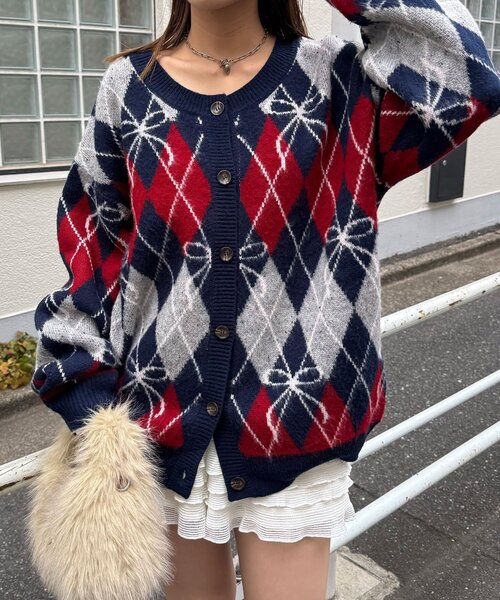 <預訂> 日牌CIAOPANIC 蝴碟結菱形針織開胸外套｜六色入