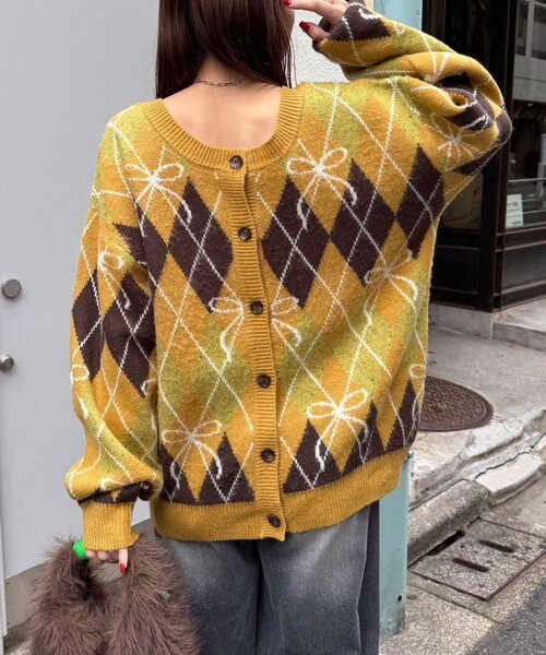 <預訂> 日牌CIAOPANIC 蝴碟結菱形針織開胸外套｜六色入