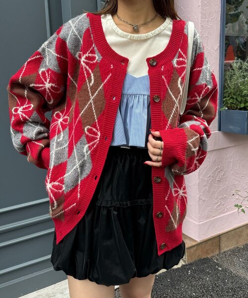 <預訂> 日牌CIAOPANIC 蝴碟結菱形針織開胸外套｜六色入