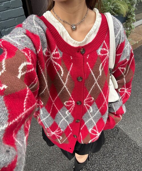 <預訂> 日牌CIAOPANIC 蝴碟結菱形針織開胸外套｜六色入