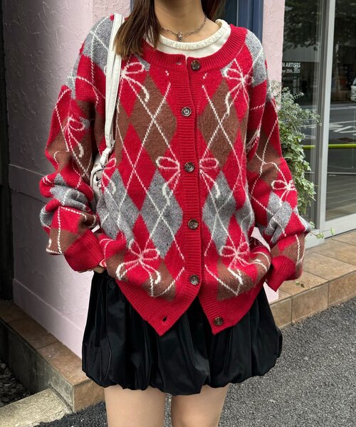 <預訂> 日牌CIAOPANIC 蝴碟結菱形針織開胸外套｜六色入