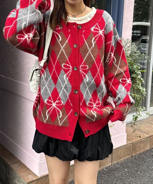 <預訂> 日牌CIAOPANIC 蝴碟結菱形針織開胸外套｜六色入