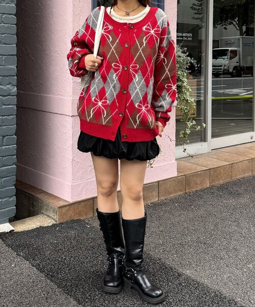 <預訂> 日牌CIAOPANIC 蝴碟結菱形針織開胸外套｜六色入