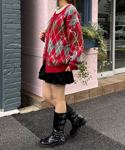 <預訂> 日牌CIAOPANIC 蝴碟結菱形針織開胸外套｜六色入