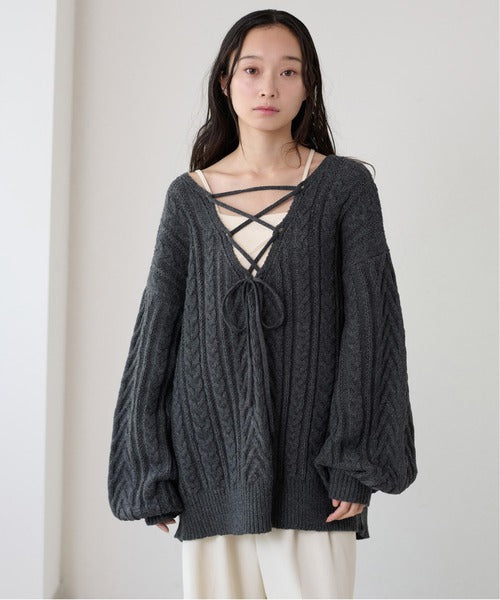 <預訂> 日本大人氣♡日牌 Apres Jour 2-Ways 繫帶麻花針織上衣｜三色入