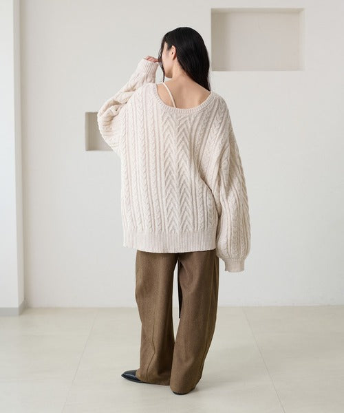 <預訂> 日本大人氣♡日牌 Apres Jour 2-Ways 繫帶麻花針織上衣｜三色入