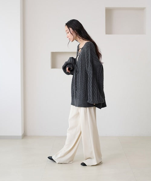 <預訂> 日本大人氣♡日牌 Apres Jour 2-Ways 繫帶麻花針織上衣｜三色入