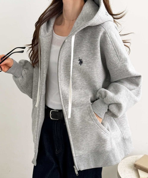 <預訂> 日本直送🇯🇵 CP值高! U.S. POLO ASSN.刺繡寬鬆雙拉鍊連帽口袋外套｜四色入